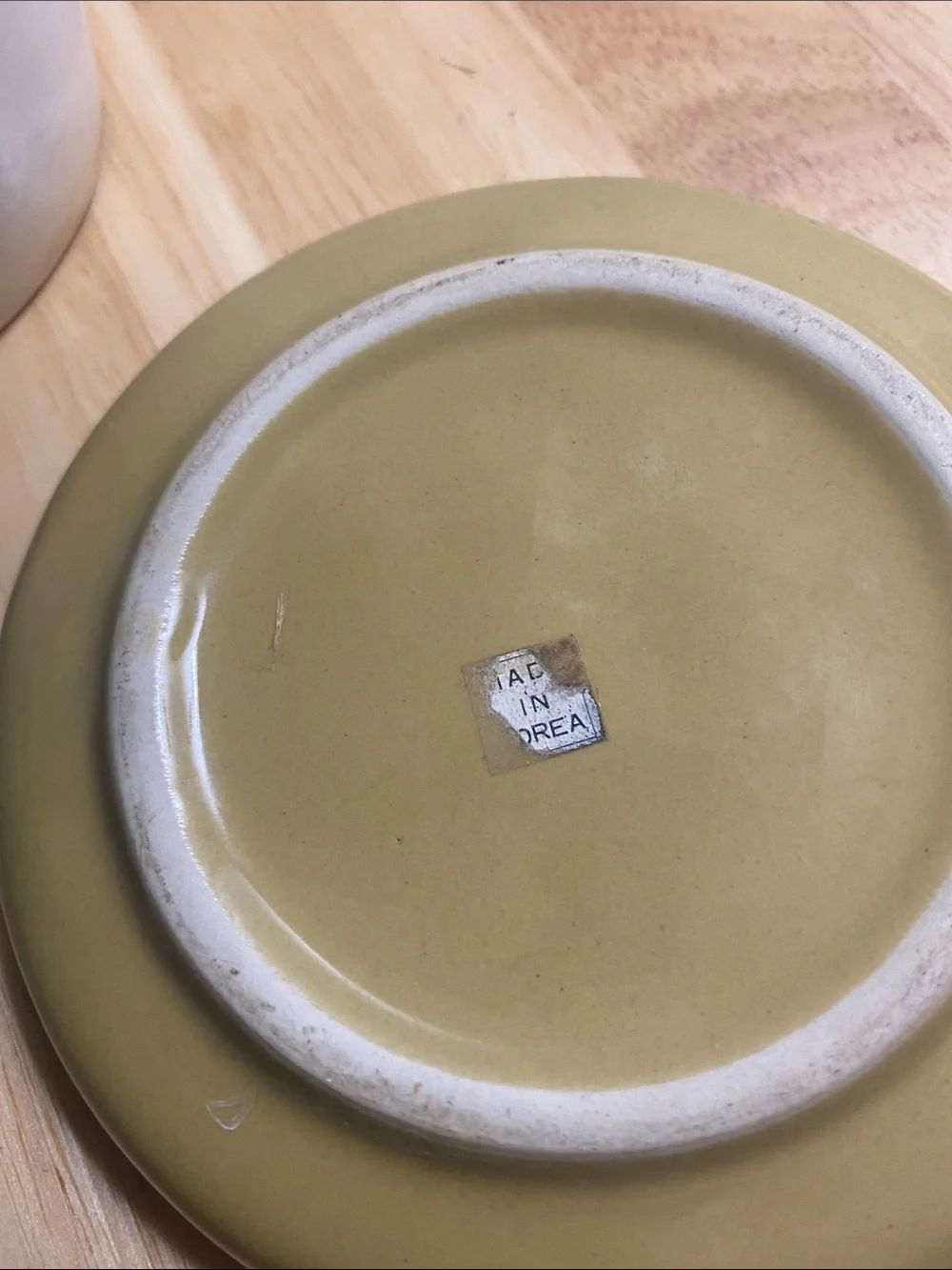 VTG Stoneware Flower Pot with Bird Motif - Yellow Trim, made in Korea